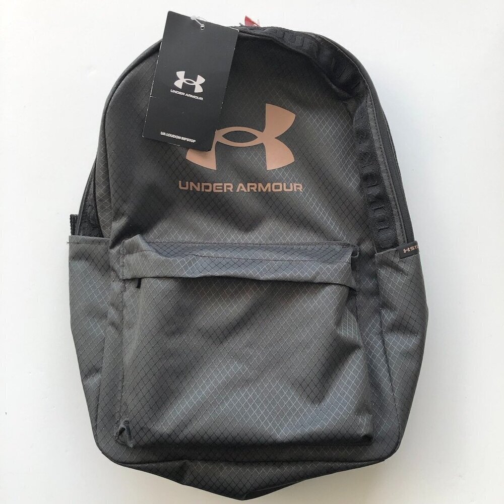 UNDER ARMOUR UNISEX LOUDON RIPSTOP Waterproof Backpack, Greyish-Black Men Women - Picture 5 of 16